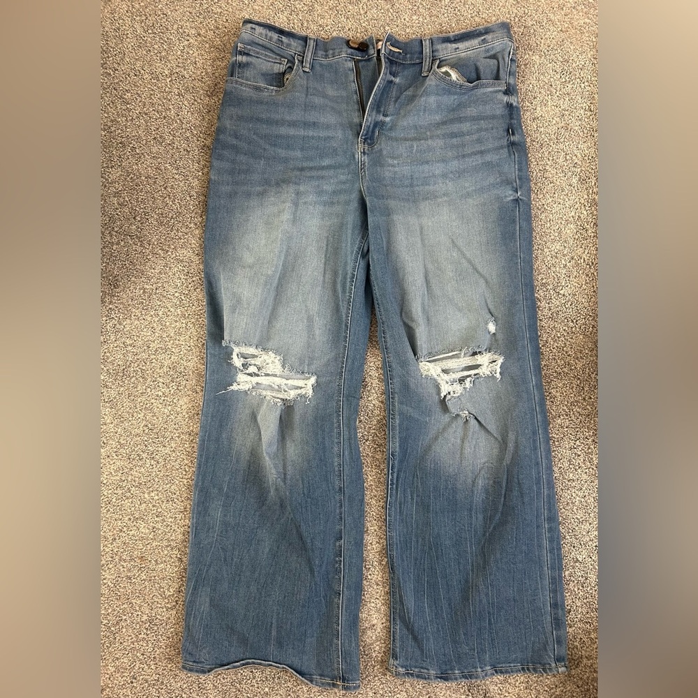 SO Women's Boyfriend Jeans in Distressed Blue